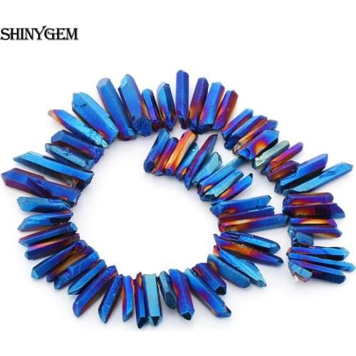 ShinyGem 15-50mm Irregular Charm Natural Crystal Druzy Pillar Beads Sparkling Multicolor Beads For DIY Jewelry Making Accessorie