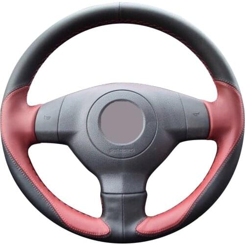 Black Leather Wine Red Leather Car Steering Wheel Cover for Suzuki SX4 Alto Old Swift