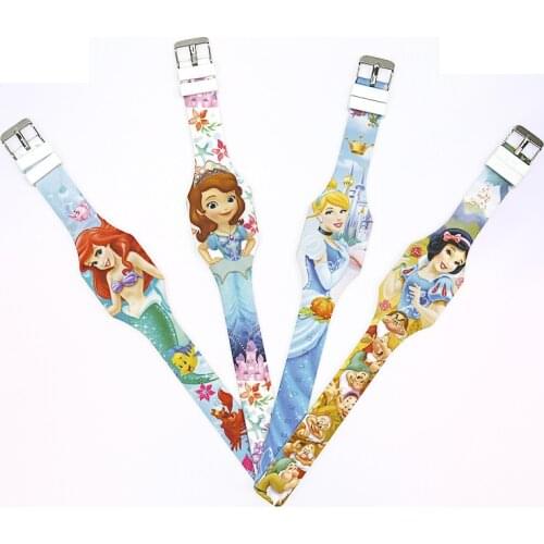 Disney Cartoon digital Luminous Wristwatch Princess Series Electronic Label kids watches girls LED display Complete Calendar