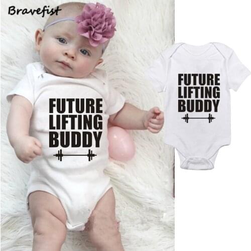 White Baby Girls Boys Clothes Summer Newborn Bodysuits Cotton Buddy Letters Print Kids Jumpsuits 0-24M Short Sleeve Overalls