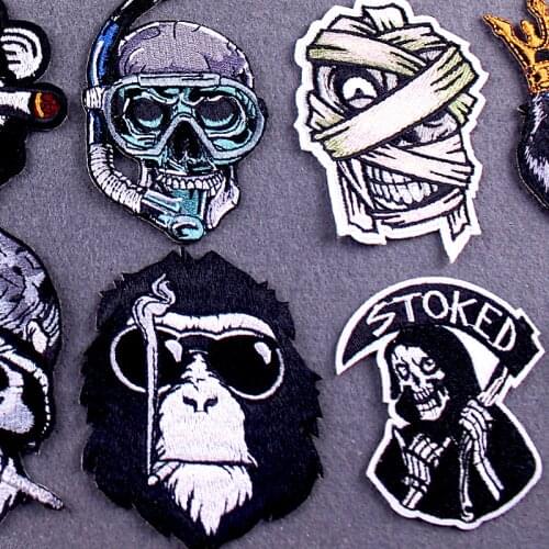 Diy stalker/Skull Patch Iron On Patches On Clothes Punk Joker Patch Appliques On Clothes Embroidery Patches For Clothing Sticker