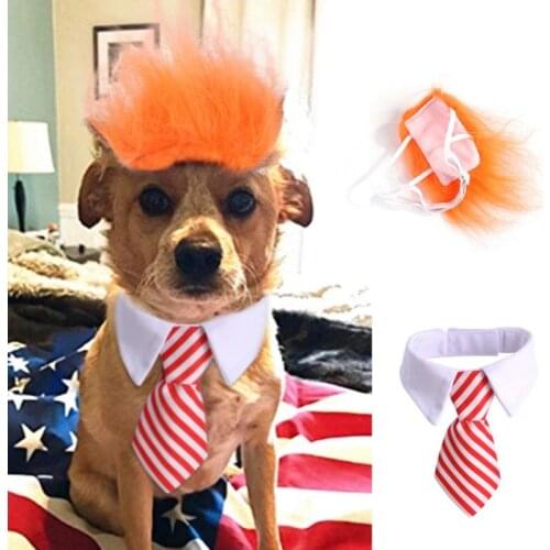 Halloween Headwear For Small Medium Dogs Puppy Pet Dress Up Pet Hair Headdress+Tie Suit Dog Cat Wig Accessories For Cats Dogs