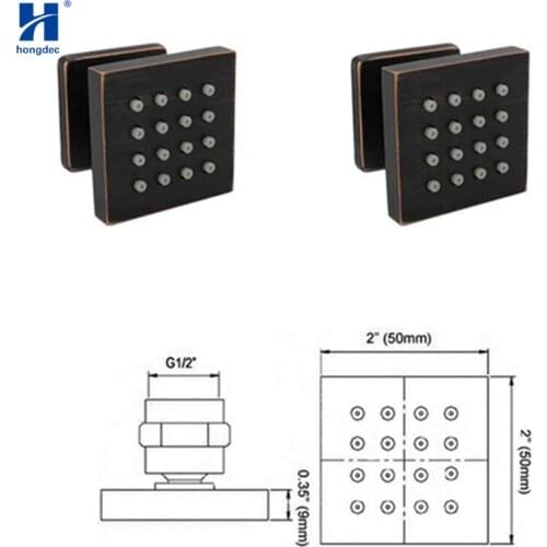Hongdec 2PCS Bath Brass Oil Rubbed Square Spa Shower Body Jet Massage Spray Set