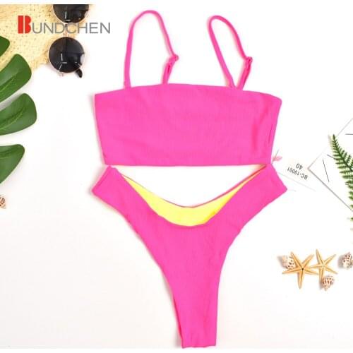 China Bikini Manufacturer Wholesale Double-Sided Plain Swimsuits Swimwear Design Your Own High Waist Girls Micro Thong Bikini