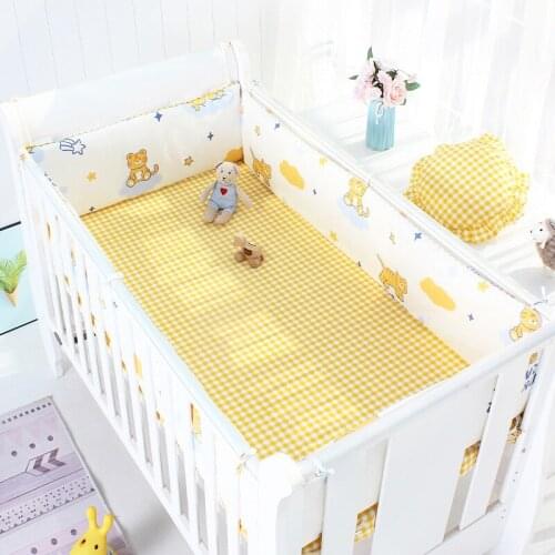 4 pcs /set Cute Baby Bedding Set Cotton Baby Bedding Set Including 4pcs Bumpers Soft Bumper For Cot Crib Bumpers Four Seasons