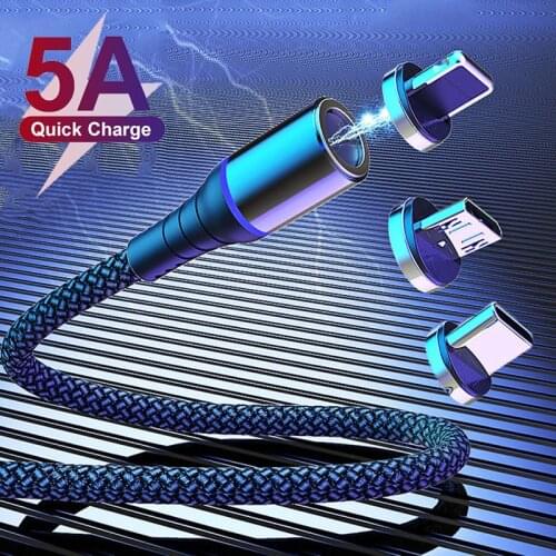 5A Micro USB Type C Magnetic Charger Cable Phone Type-C Quick Charge Sync Date Cord For iPhone 12 Pro Max Xiaomi 11 Huawei P40