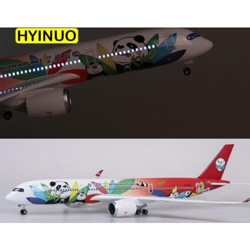 47CM 1/142 Scale Airline Airbus A350 Sichuan Panda Airplane Model W Light and Wheel Diecast Plastic Resin Plane For Collection