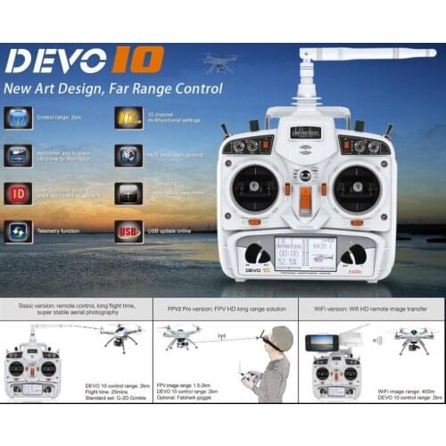 2.4G remote control model aircraft Walkera DEVO 10 channel transmission helicopter white version Transmitter