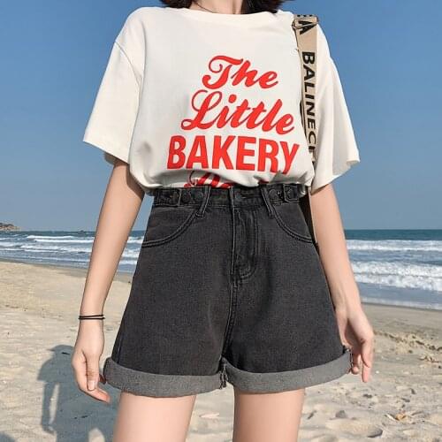 Fashion The New Black Harajuku Pants Woman Jeans Shorts Clothes High Waisted 2021 Summer Streetwear Baggy Wide Leg Vintage