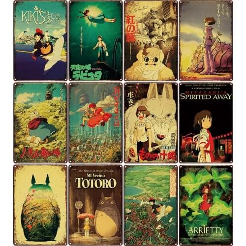 Japanese Classic Anime Movie Metal Tin Sign Vintage Plaque Retro Cartoon Poster Decorating Childrens Room Cinema Wall Sticker