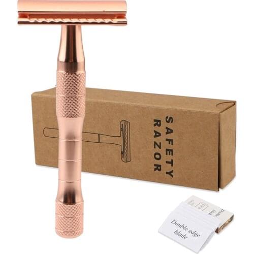 Mens Vintage Razor Manual Safety Razor Double-Edged Blade Detachable and Replaceable Head Razor Holder Travel Casual Portable