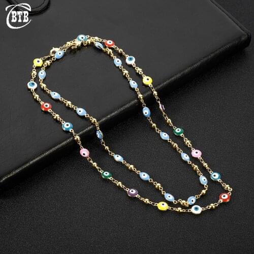 New Design Blue Evil Eye Crystal Charm Ladies Necklace Muslim Luxury Jewelry Turkish Lucky Necklace Does Not Fade