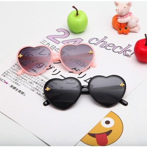Kids Lovely Heart Shape Children Sunglasses Cartoon Bee Pink Sun Glasses Frame Girls Boys Baby Eyeglasses Fashion Trends UV400
