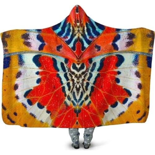 Butterflies 3D Printed Wearable Blanket Adults For Kids Various Types Hooded Blanket Fleece blanket 04