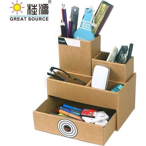 Foldaway Office Stationery Organizer Composable Desk Top Stationeries Holder Corrugate Storage For Home Office Stationery(2PCS)