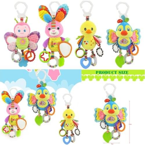 0-12 Months Plush Infant Toys Baby Development Giraffe Animal Handbells Rattles Handle Toys Stroller Hanging Teether Baby Toys