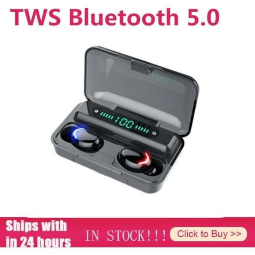 Earphones TWS Bluetooth 5.0 Wireless Headphones 9D Sports F9 Waterproof Deep Bass Earbuds Audio Headsets With Mic Charging Box