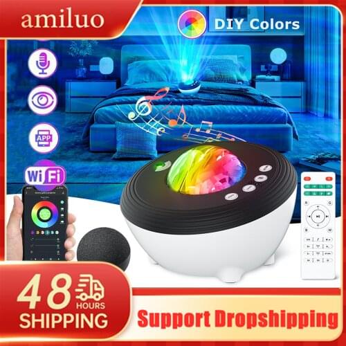 Smart Laser Aurora Light Galaxy Starry Sky Projector DIY Colors White Noise Hypnosis Atmospher Night Light Bedroom Decoration