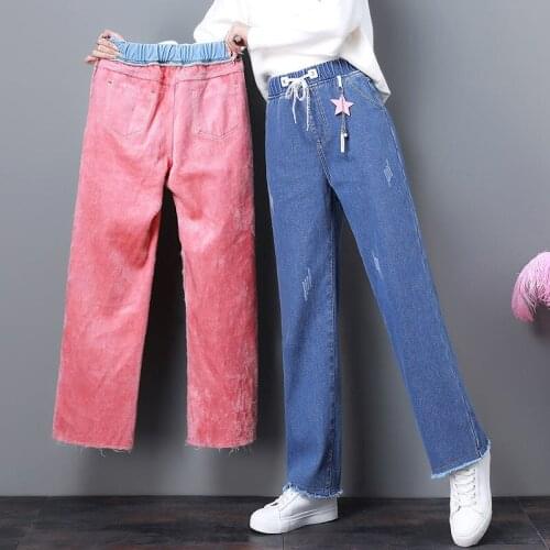 Woman Jeans Pants Winter Pants Junior High School Jeans High School Children Baggy Straight Trousers Pantalones Vaqueros Mujer