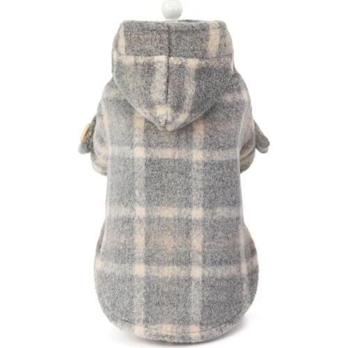Plaid winter warm dog puppy trench coat for small pet cat dog cotton padded jacket hoodies chihuahua pitbull dog clothes