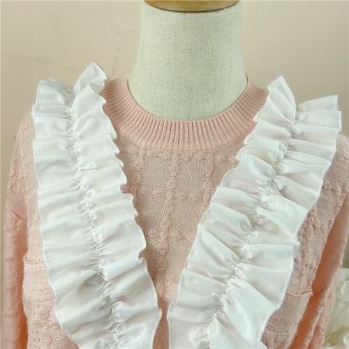 1M White Cotton Lace Fabric Ribbon Vintage Pleated DIY Sewing Curtain Neckline Sheets Craft Decoration Handmade Accessories