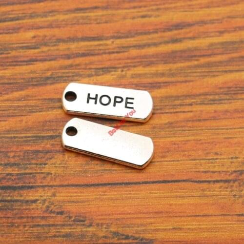 10pcs Tibetan Silver Plated Trust Hope Blessed Dream Willpower Charms Pendants for Necklace Bracelets Jewelry Making DIY 21x8mm