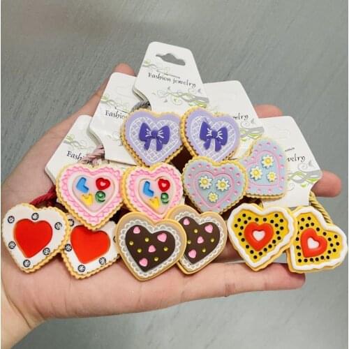 2Pcs/Set Girls Cute Heart Shape Rubber Elastic Hair Bands Children Ponytail Holder Scrunchie Headband Kids Hair Accessories