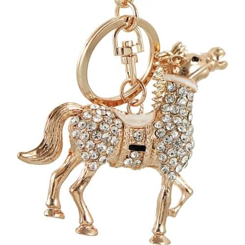 2018 Enamel Rhinestone Crystal Lovely Horse Keychain Keyring For Car Handbag Chram Key Holder Wholesale