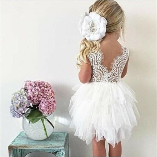 2019 Kid Baby Floral Girl Dress Lace Party Gown Bridesmaid Dress Sundress Clothes