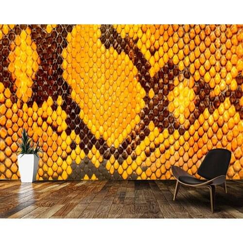 Papel de parede Yellow python skin texture 3d wallpaper,living room tv wall bedroom wall papers home decor bar mural