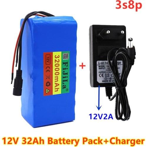 3s8p 18650 Battery pack Large capacity 12v 32Ah 18650 lithium battery protection board 12v 32000mAh for inverter miner light+BMS
