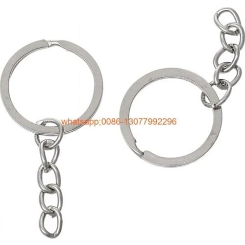 50pcs Doreen Box new Key Chains Key Rings Round Silver Tone Keychain 5.1*4.8cm free shipping