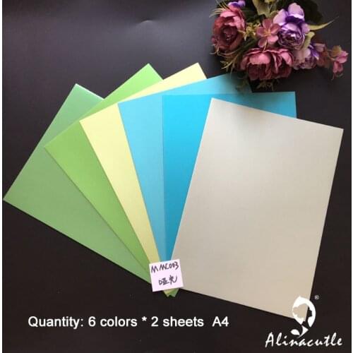 6 colors x 2sheet Cardstock Paper Card Stock Forever Green Satin A4 250gsm Scrapbooking paper pack craft pad Alinacraft