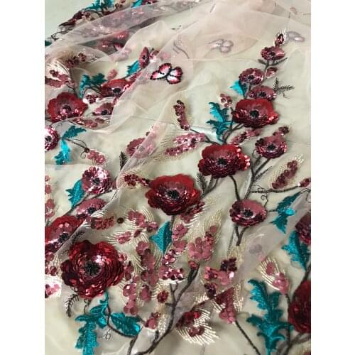 African Lace Fabric High Quality Tulle Lace Fabrics SYJ-18989 sequins Africain Embroidery French Tulle Lace Fabric