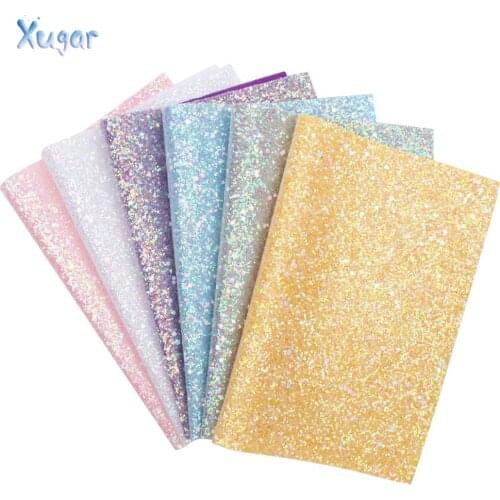 Xugar accessories 22*30cm Chunky Shiny Glitter Faux Synthetic Leather Fabric,DIY HairBow Bag Shoes Decoration Crfats,JJYT276640
