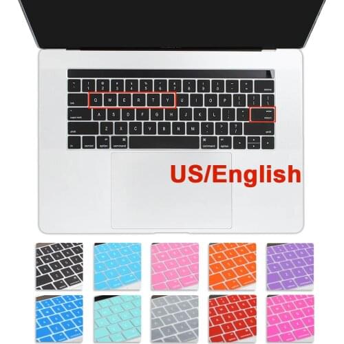 US English Caps Key Hole Soft Silicone Rubber Keyboard Cover For 2018 Macbook Pro 13 15 Touch Bar A1706 A1989 A1707 A1990