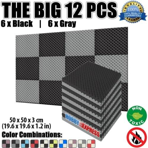 Arrowzoom 12 pcs Egg Crate Convoluted Acoustic Foam Studio Tile Sound-Absorbing Panel 19.6 x 19.6 x 1.1" 5 Color Combinations