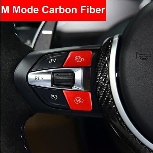 Car Carbon Fiber Steering Wheel M M1 M2 Mode Button Switch Cover For BMW M3 M4 M5 M6 X5M X6M F80 F10 F06 F15 F16 E90 E92 E93 M3