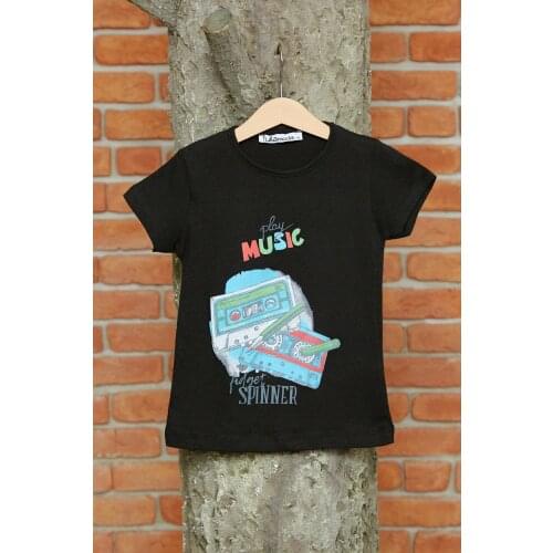 Black Print Boy Clothing Tshirt Kids Tops Children T-shirts for Baby Boys Short sleeve Tshirts Toddlers Tops For Summer Spring