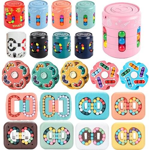 Colorful Cube Little Bean Rotating Cube Kids Stress Relief Toy For Adults kids Plastic 5-7 12-15 years Mini Cube Fidget Toys