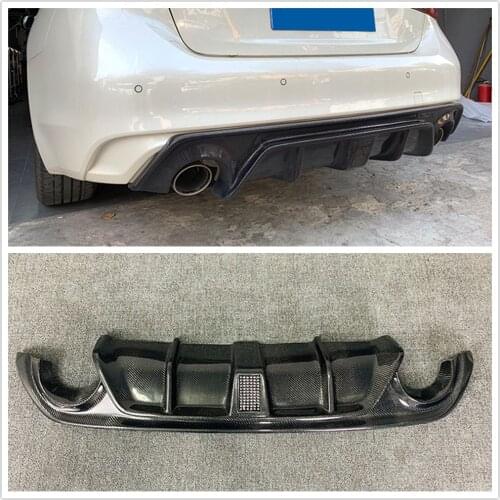 For Infiniti Q50 2014-2017 Carbon Fiber Trunk Lower Exhaust Spoiler Chin W/ LED Lamp Replacement Car Rear Bumper Diffuser Lip