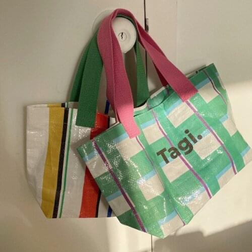 Designer Womens Small Shoulder Bags Purse Handbags Colorful Woven Ladies Lunch Bento Bag Retro Female Mini Tote Eco Shopper Bag