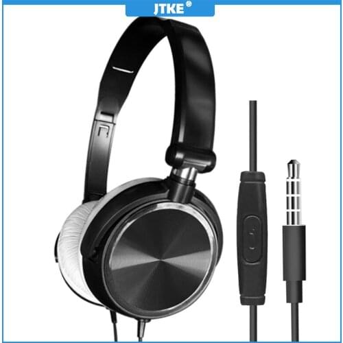 JTKE Wired Headphones With Microphone Over Gaming Ear Headsets Bass HiFi Music Stereo Earphone For Sony Xiaomi Huawei PC XBOX PS