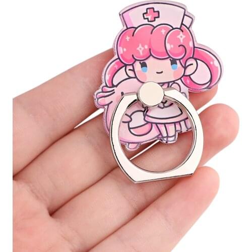 JY188 Anime Nurse Finger Ring Mobile Phone Smartphone Stand Holder cell Smart Round Phone Ring holder Car Mount Stand