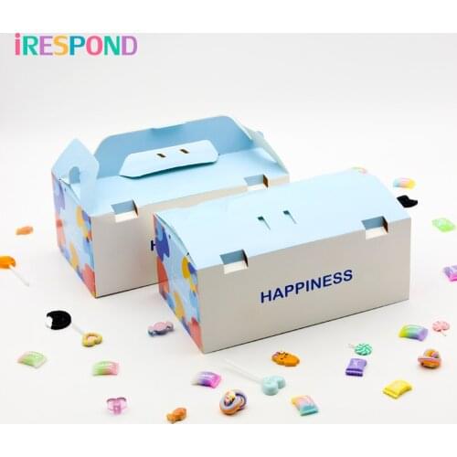 10PCS Swiss Roll Cake Box Handle Paper Packaging Baking Gift Box Wedding Decoration Birthday Party Favors Happiness Cardboard