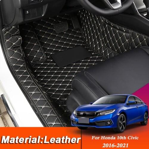 Car Styling Custom Foot Mat For Honda 10th Civic 2016-2021 Leather Floor Protect Waterproof Pad Auto Internal Accessories