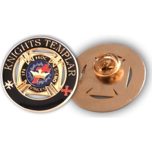 Creative Masonic Knight Pin Cross Crown Pattern Metal Lapel Brooch with Butterfly Clasp Souvenir Freemason Badge Business Gift