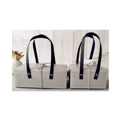 Creative Gold Silver Box Upscale Bag Nougat Cookies Tote Bags Wedding Chocolate Cake Packing Paper Boxes Party Supplies