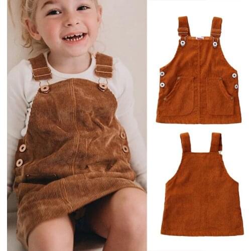 Hot Fashion Girls Straps Dress Toddler Kid Baby Girls Clothes 0-6Y Solid Bib Dress Braces Dress Summer Spring Outfit