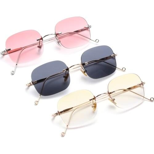 Fashion Rectangle Rimless Sunglasses Luxury Design Women Men Retro Gradient Glasses Trendy Eyeglasses UV400 Streetwear Accessory